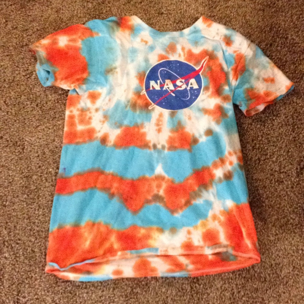 NASA Orange and blue tie die shirt: